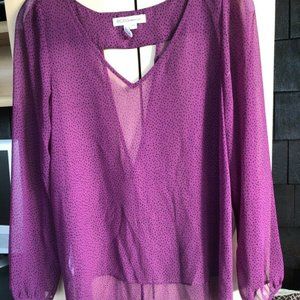 BCBGeneration Sheer Purple Hi-Low Oversized Blouse